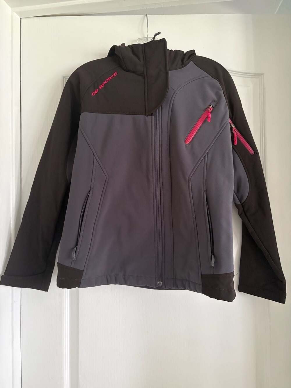 CB Sports Women's Softshell Jacket Hooded Full Zip Brown Gray Pink Size M